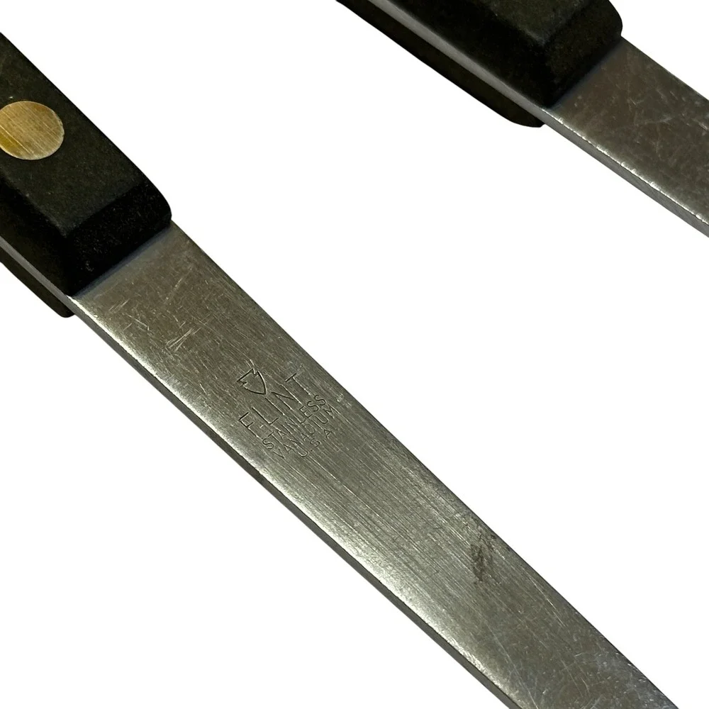 Vintage‎ Flint Ekco Stainless Vanadium Slotted Spoon and Spatula Set USA Black